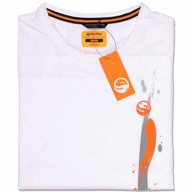Guru Offset Logo Tee Shirt White All Sizes Guru Fishing Clothing Range 